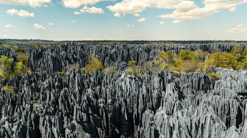 Die nadelspitzen Felsgesteine des Tsingy: Der Sage nach siedelten hier vor etwa 2.000 Jahren die ersten Menschen auf Madagaskar: die Vazimba. – Bild: NDR/Jonny Müller-Goldenstedt Die nadelspitzen Felsgesteine des Tsingy: Der Sage nach siedelten hier vor etwa 2.000 Jahren die ersten Menschen auf Madagaskar: die Vazimba. – Bild: NDR/Jonny Müller-Goldenstedt