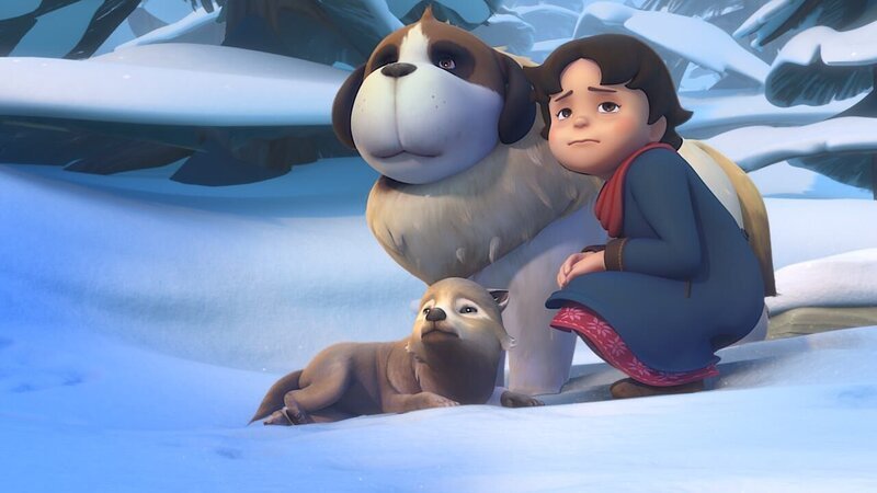 Heidi und Josef beschützen das Wolfsjunge. – Bild: ZDF und Studio 100 Animation/​Heidi Productions Pty. Limited