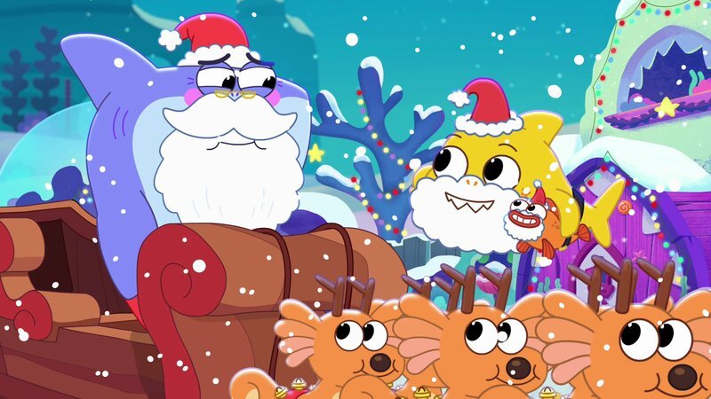 Oben, l-r: Santa Jaws, Baby Shark, William – Bild: Nickelodéon Junior