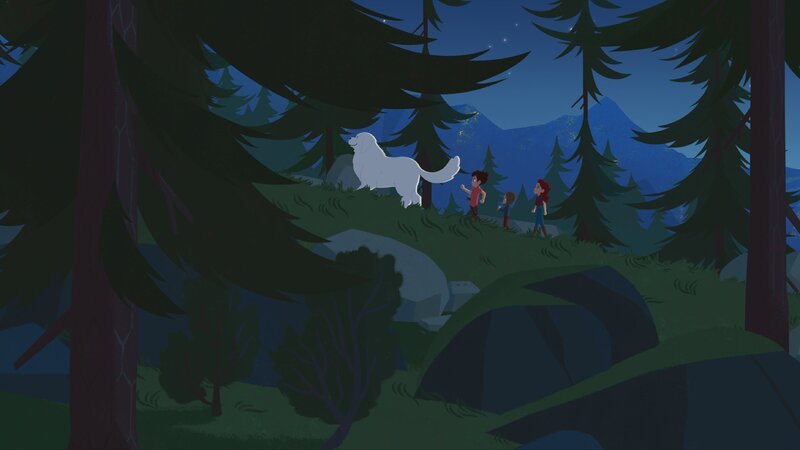 Im dunklen Wald hören die Kinder seltsame Geräusche. – Bild: ZDF/​Gaumont Animation/​PP Animation III Inc.
