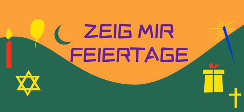 In „Zeig mir Feiertage!“ werden in Reportagen Feiertage der drei großen Weltreligionen Christentum, Islam und Judentum erklärt. – Bild: KiKA