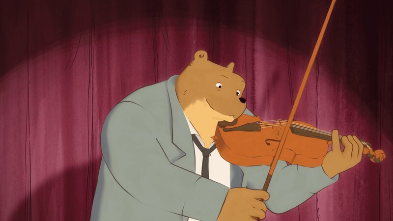 Ernest gibt beim Vorspiel alles, was er kann. Aber leider hatte Celestine vorher die Teilnahmeregeln für den Musikwettbewerb nicht gelesen. – Bild: ZDF, Folivari, So-Nord, RTBF