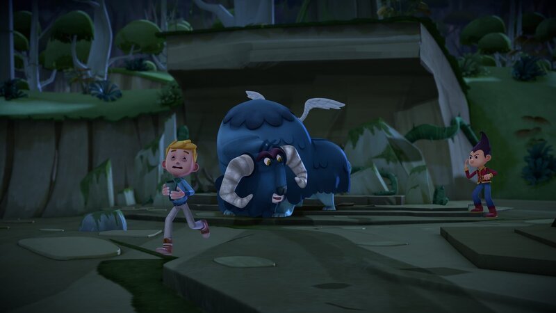 Tashi versucht den Rumpus abzulenken, damit Jack fliehen kann. – Bild: KiKA/​Flying Bark Productions Pty Ltd.