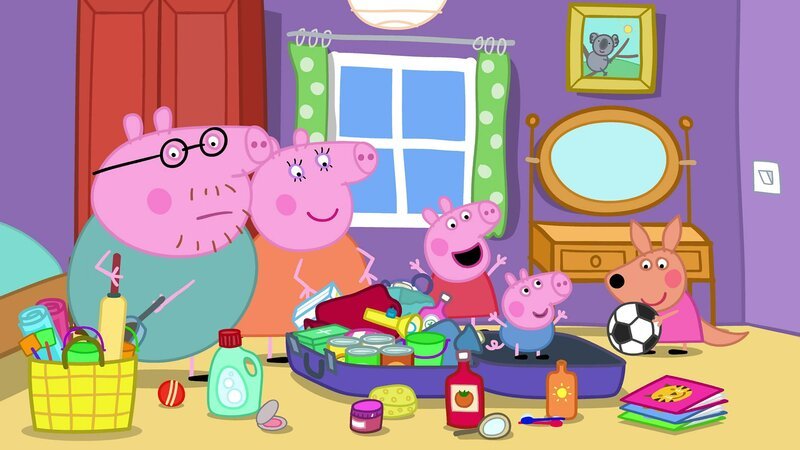v.li.: Daddy Pig, Mummy Pig, Peppa Pig, George Pig, Kylie Kangaroo. – Bild: Paramount