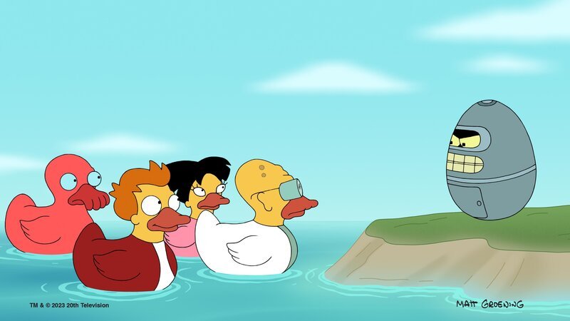v.li.: Zoidberg, Fry, Amy, Professor Farnsworth, Bender – Bild: Matt Groening /​ HULU /​ 20th Television