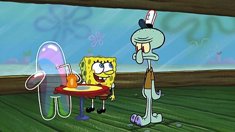 L-R: Bubble Buddy, SpongeBob, Squidward – Bild: ViacomCBS