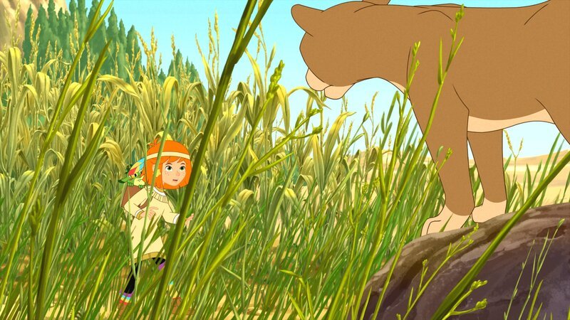 Hektor und Lilli stehen einem Puma gegenüber. – Bild: ORF 1