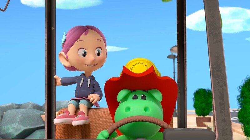 Vermeintlich machen die Gabelstaplerfahrer Grisu und Stella einen guten Job. – Bild: MONDO TV Group, Pagot, Calidra, T2T, ZDFS