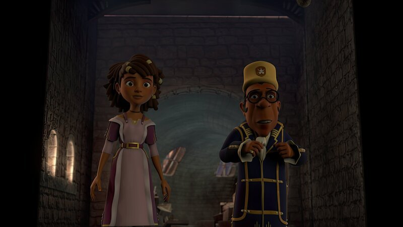 Ailina will ihrem Vater Miteo den Ort zeigen, in dem der Erlass verborgen sein soll. – Bild: ZDF/​SHOWLAB FABRIQUE D’IMAGES TELEGAEL