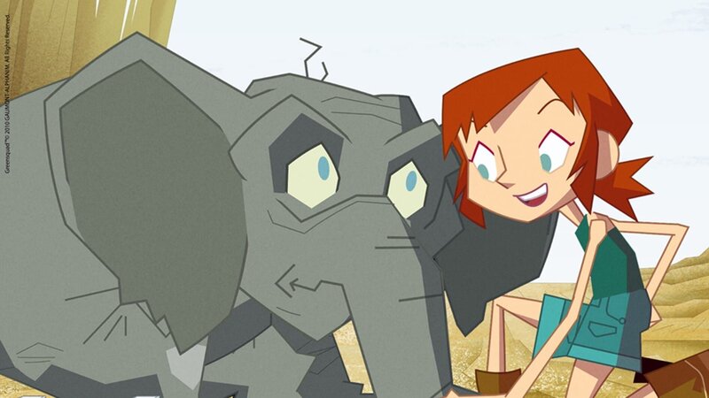 Claire hilft einem kleinen verletzten Elefanten. – Bild: KiKA/​Gaumont-Alphanim