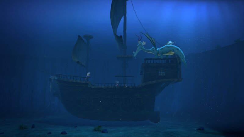 Jack, Lotus und Tashi werden von einem Drachen aufgespürt. – Bild: KiKA/​Flying Bark Productions Pty Ltd.