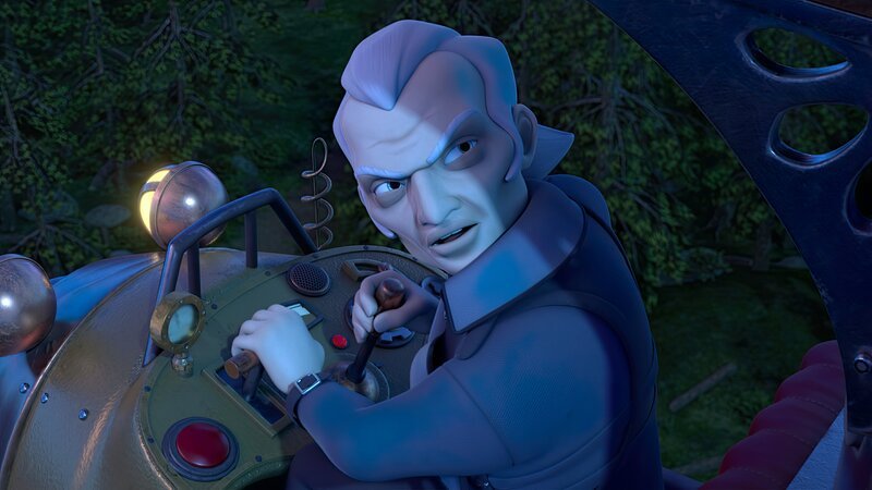 Graylock ist bei seinem Rundflug vom grell aufleuchtenden Licht im Wald überrascht. – Bild: ZDF/​SHOWLAB FABRIQUE D’IMAGES TELEGAEL