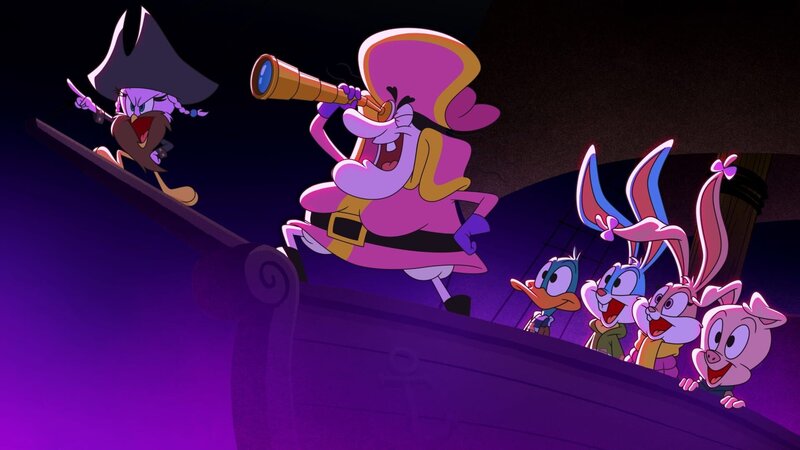 v.li.: Sweetie Bird, Pirate Beth, Plucky Duck, Buster Bunny, Babs Bunny, Hamton J. Pig – Bild: Warner Bros. Discovery, Inc. or its subsidiaries and affiliates