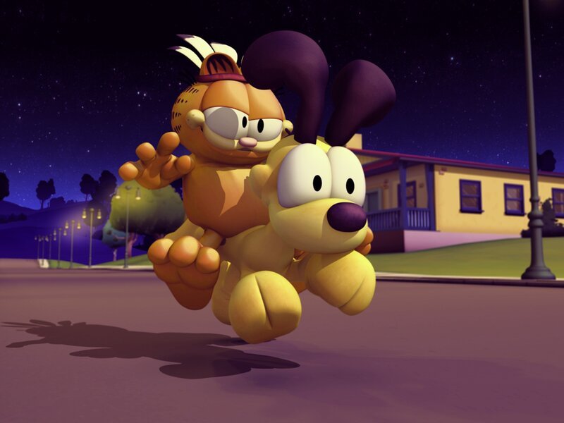 Garfield hat natürlich nichts besseres im Sinn, als die Eisverkäuferin zu ärgern. – Bild: HR/​DARGAUD MEDIA