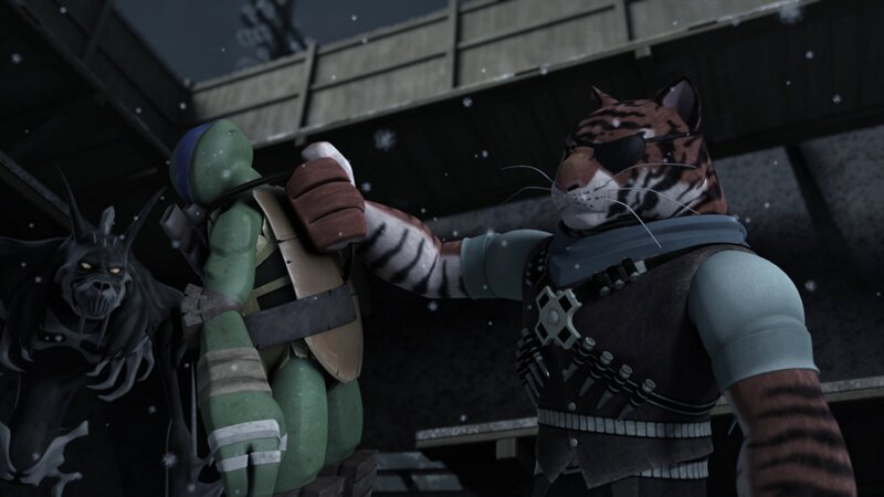 L-R: Rahzar, Leonardo, Tiger Claw – Bild: ViacomCBS