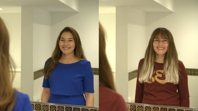 Geschäftsführerin Tanja Larisch vor und nach der Verwandlung. – Bild: TVNOW