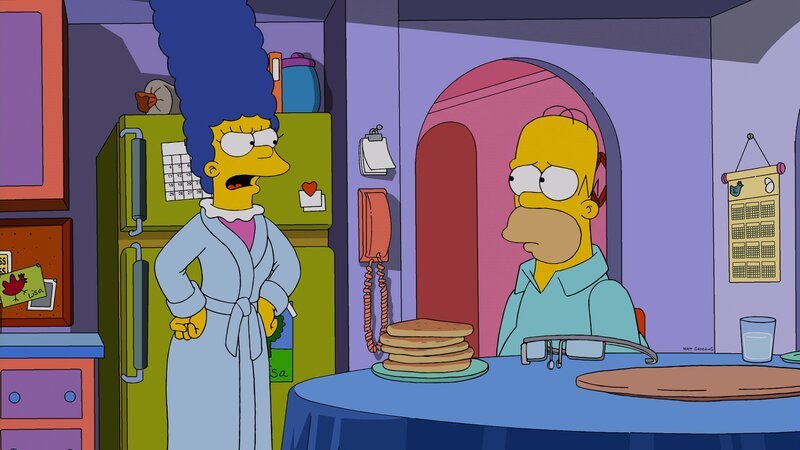 Hat Homer (l.) tatsächlich mit Hilfe der Datenbrille von Mr. Burns seine Frau Marge (l.) ausspioniert? Sie hält ihm eine gehörige Standpauke … – Bild: Twentieth Century Fox Film Corporation