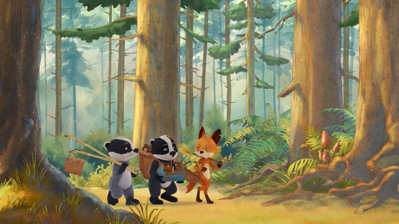 Rosie und die Brüder wollen ihren Schuppen im Wald aufräumen. – Bild: WDR/​Mediatoon