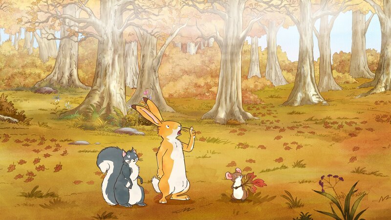 Der kleine Hase, das kleine Grauhörnchen und die kleine Feldmaus suchen den Weg zurück zur Wiese. – Bild: KiKA/​SLR Productions Australia Pty.Ltd./​Scrawl Studios Pte Ltd./​hr/​ARD