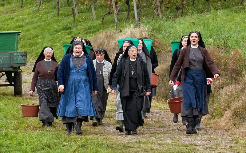 Am Weinstock des Herrn sollen die Trauben nicht verdorren! Oberin Ludwiga (Brigitte Janner) beschließt, dass die Nonnen den Feuerbachs bei der Lese helfen und setzt ihren Plan energisch in die Tat um. – Bild: ORF III
