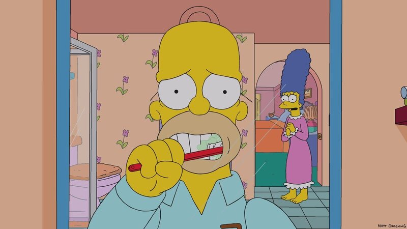 Als Homer (l.) klar wird, dass man nur einmal lebt, wird er sehr kritisch mit seinem Leben. Um ihren Mann aufzuheitern, plant Marge (r.) eine Überraschung für ihn … – Bild: Twentieth Century Fox Film Corporation
