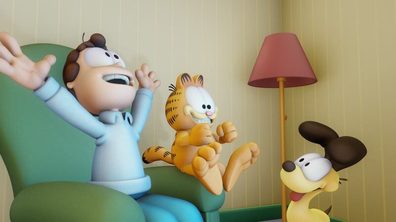 Garfield wird dank Squeak als ‚Der Kater, der die Zukunft voraussagen kann‘ bekannt und hat die Chance eine Million Dollar zu gewinnen. – Bild: HR/​DARGAUD MEDIA