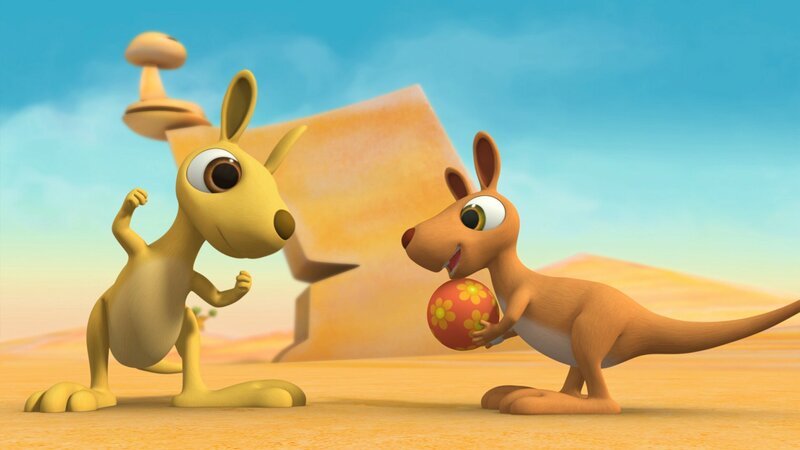 Die Känguru-Geschwister Karli (li.) und Klara vertragen sich wieder. – Bild: ZDF/​m4e