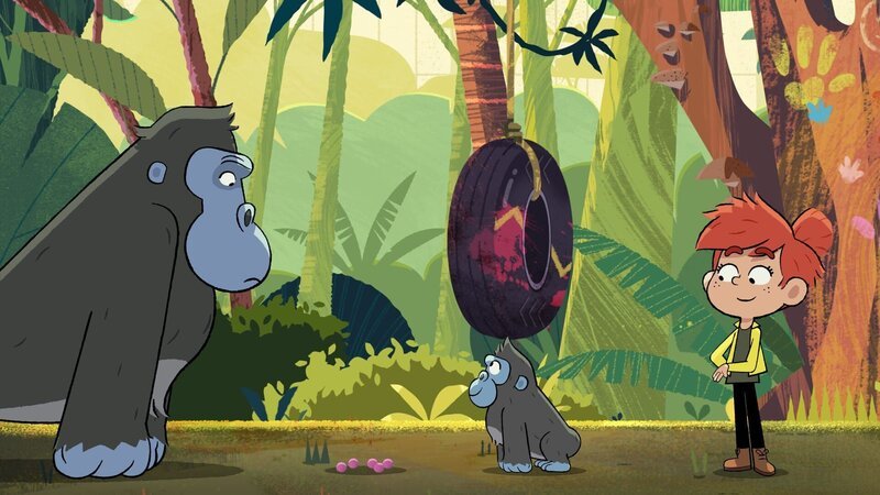 Taylor ist voller Vorfreude, als sie das Gorillababy „Kimea“ ihrem Jack vorstellt. Der erwachsene Gorilla hat bisher noch nie einen Artgenossen getroffen. – Bild: ZDF und Watch Next Media