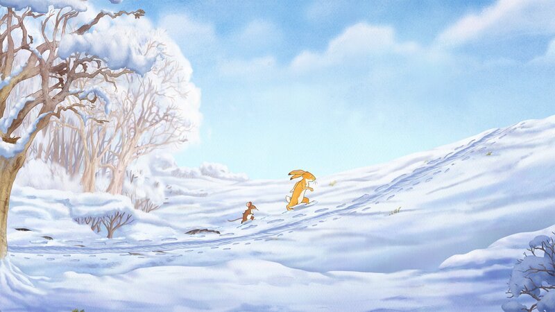 Der kleine Hase und die kleine Feldmaus folgen der Spur im Schnee. – Bild: KiKA/​SLR Productions Australia Pty.Ltd./​Scrawl Studios Pte Ltd./​hr/​ARD