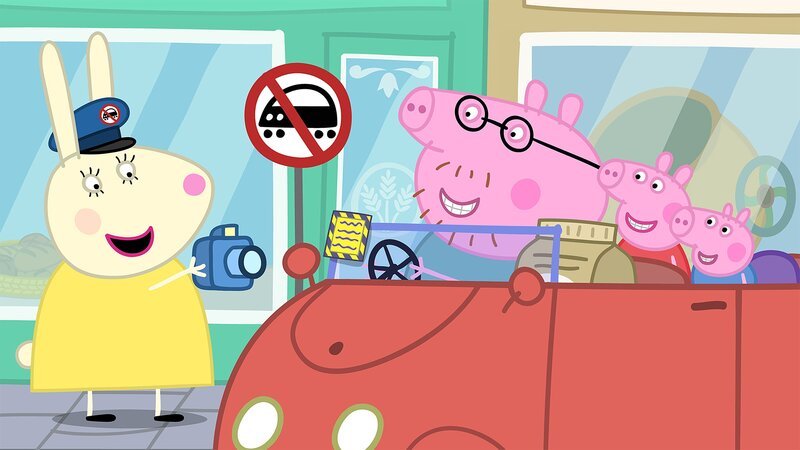 L-R: Miss Rabbit, Daddy Pig, Peppa Pig, George Pig – Bild: Nickelodéon Junior