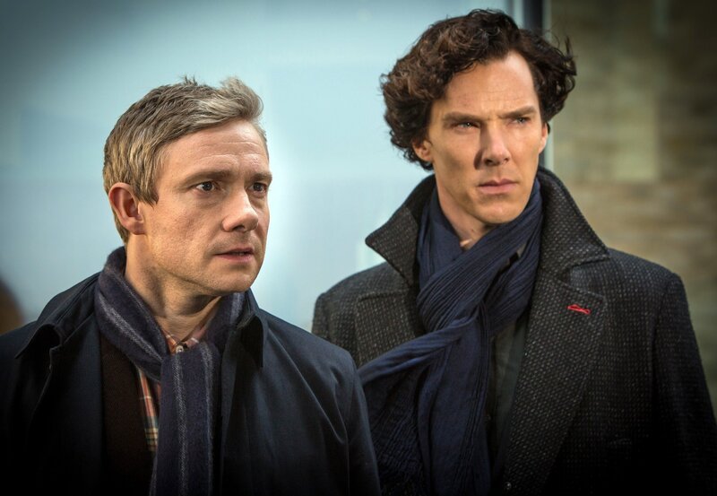 Sherlock Holmes (Benedict Cumberbatch, re.) und John Watson (Martin Freeman) legen sich mit einem übermächtigen Gegner an. – Bild: ARD Degeto/​BBC/​Hartswood Films