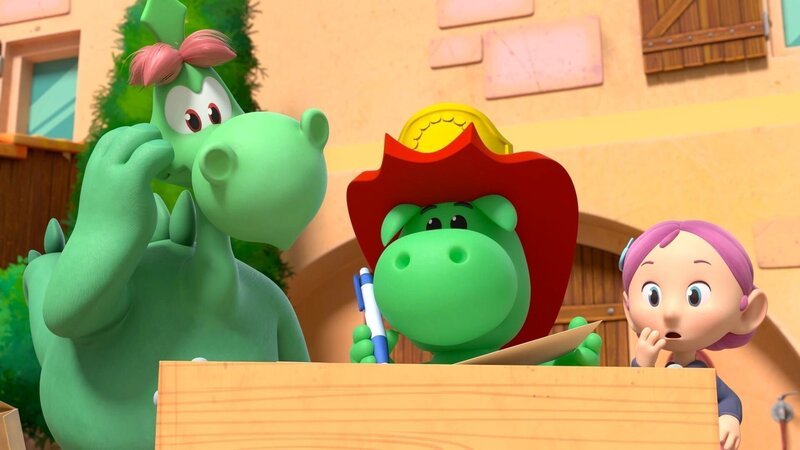 Grisu hat wie immer einen Plan, wie er die durstigen Tomaten wässern will. – Bild: ZDF/​2023 MONDO TV Group/​Pagot/​Calidra/​T2T/​ZDFS