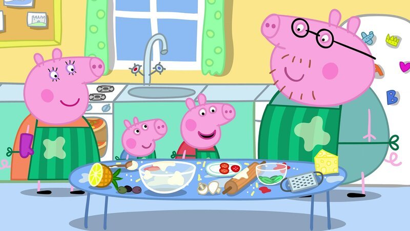 L-R: Mummy Pig, George Pig, Peppa Pig, Daddy Pig – Bild: Nickelodéon Junior