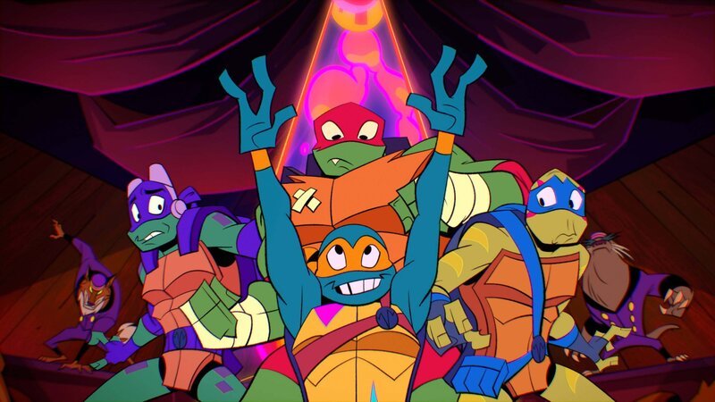 Vorne, v.li.: Donatello, Raphael, Michelangelo, Leonardo – Bild: Paramount