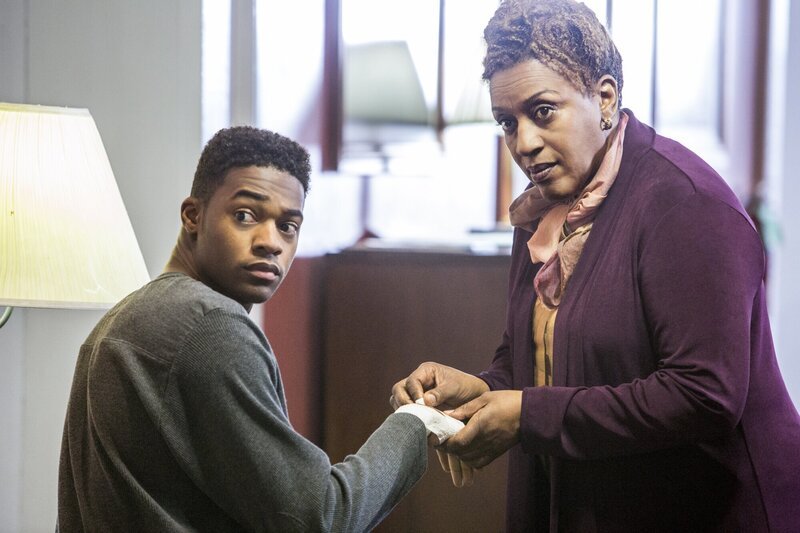 Nachdem Danny (Christopher Meyer, l.) und sein Bruder CJ nach dem Tod ihrer Pflegemutter getrennt wurden, verletzt sich Danny bei einem Wutausbruch. Wade (CCH Pounder, r.) kümmert sich um ihn … – Bild: CBS Broadcasting, Inc.
