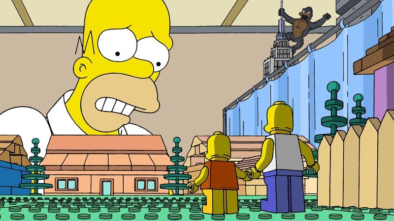 Was ist Halluzination und was ist Wirklichkeit? Homer Simpson sieht eine Legowelt, in der er selbst und seine Tochter Lisa als Lego-Spielfiguren auftauchen. – Bild: Twentieth Century Fox Film Corporation