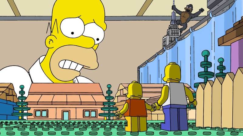 Was ist Halluzination und was ist Wirklichkeit? Homer Simpson sieht eine Legowelt, in der er selbst und seine Tochter Lisa als Lego-Spielfiguren auftauchen. – Bild: Twentieth Century Fox Film Corporation