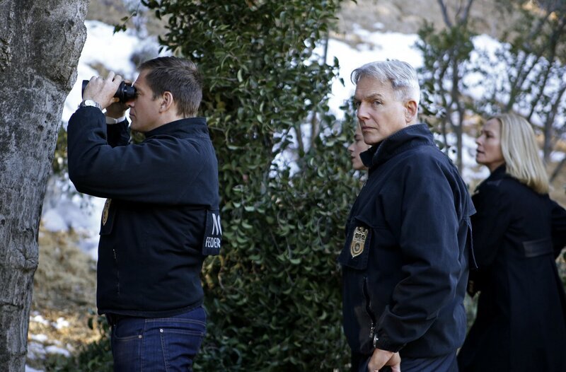 Das Team, darunter Special Agent Anthony DiNozzo (Michael Weatherly, l.) und Gibbs (Mark Harmon, M.), schließen sich dem Ministerium für Verteidigung an, um den aktuellen Fall zu lösen. Dabei trifft Gibbs auf seine Ex-Freundin Army Lt. Col. Hollis Mann (Susanna Thompson, r.) … – Bild: CBS Television