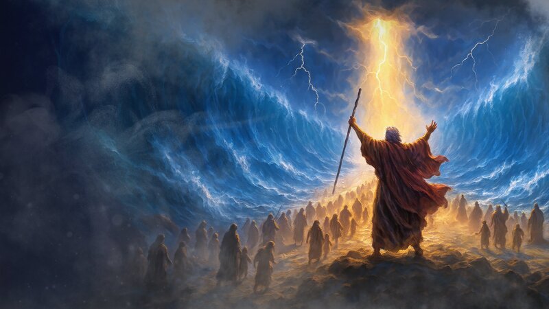 Durch das Meer in die Freiheit – nur mit Gottes Kraft sei es Moses gelungen, das Meer zu teilen und das hebräische Volk aus ägyptischer Knechtschaft zu befreien. – Bild: Andreas Eisele /​ ZDF