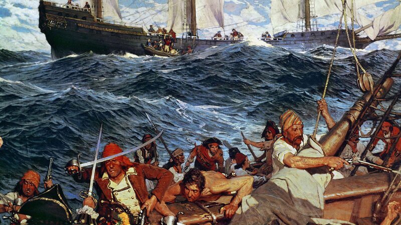 Frederick Judd Waugh LOT von 50 Chromolithografien „Buccaneers Pirates Detroit Pub.“ – Bild: A+E Global Media THE HISTORY CHANNEL