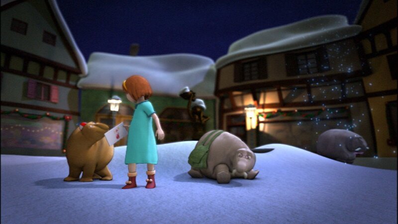 Die Suche nach dem Weihnachtsmann gestaltet sich jedoch als schwierig, denn die Moffels wissen nicht wie er aussieht. – Bild: RBB/​DIGITRICK Potsdam