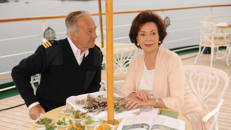 Dr. Schröder (Horst Naumann) und Ellen (Karin Dor) kommen sich auf der Reise schon bald näher. – Bild: ZDF und Dirk Bartling