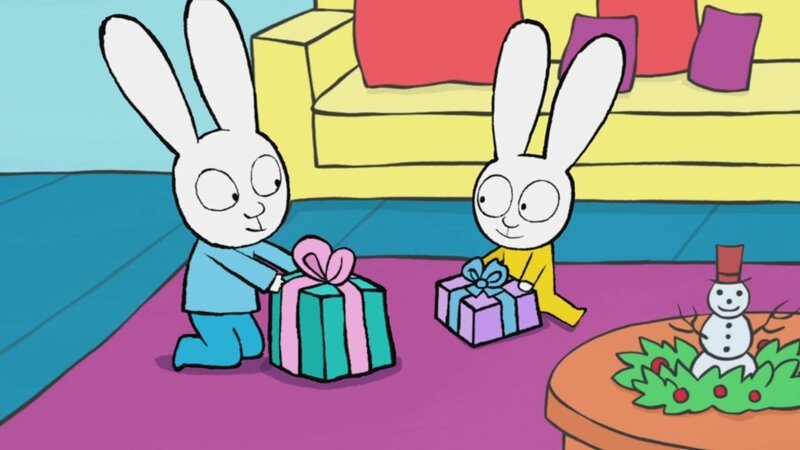 Simon und Franz freuen sich riesig über ihre Geschenke, die sie zu Weihnachten bekommen haben. – Bild: ZDF/​GO-N Productions