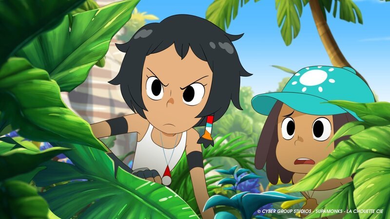 Corto (l.) und Mouse (r.) von Team Tiki finden Schlimmes über Team Bees heraus. – Bild: WDR/​2021 Cyber Group Studios