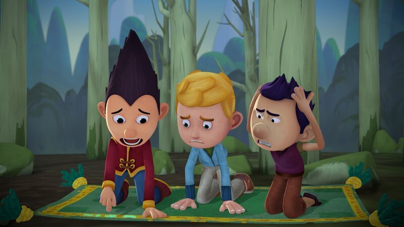 Tashi versucht mit dem magischen Teppich, einen Weg in die Vergangenheit zu finden. – Bild: KiKA/​Flying Bark Productions Pty Ltd.