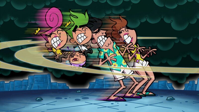 L-R: Wanda, Poof, Cosmo, Mr. Turner, Mrs. Turner – Bild: Paramount