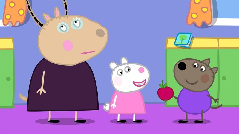 Madame Gazelle (li.) bringt den Kinder außerdem bei, wie schön es ist, Bitte und Danke zu sagen. – Bild: Super RTL