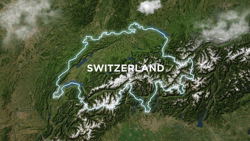 Eine Karte, die die Lage der Schweiz als Binnenland in Westeuropa zeigt. – Bild: Renegade Pictures