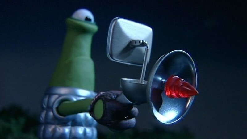 Komische Wesen mit komischen Geräten sind gelandet und bedrohen die Schafe. – Bild: WDR/​Aardman Animation Ltd./​BBC