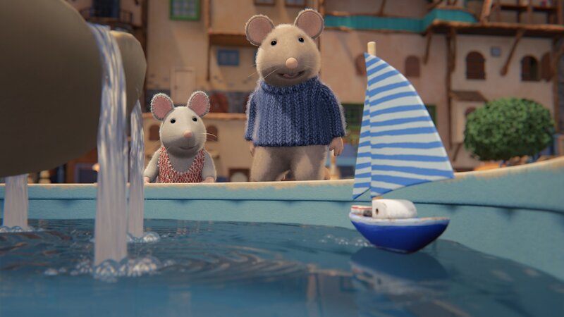 Julia (links) und Sam (rechts) haben sich gestritten und wollen sich wieder vertragen. Auf Julias Heimatinsel gibt es dafür ein Ritual, aber dafür brauchen die beiden ein Boot. – Bild: ZDF/​Cielo Films/​Caribara Production/​SuperswissRed/​M.A.R.K.13/​ZDF Studios GmbH